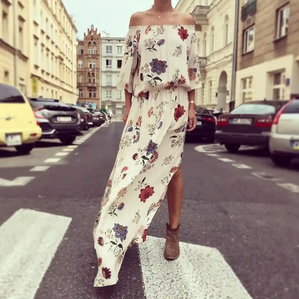 Off-Shoulder Boho Maxi Dress