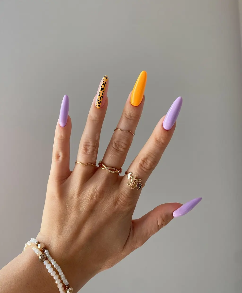 Leopard Mix Orange Nails