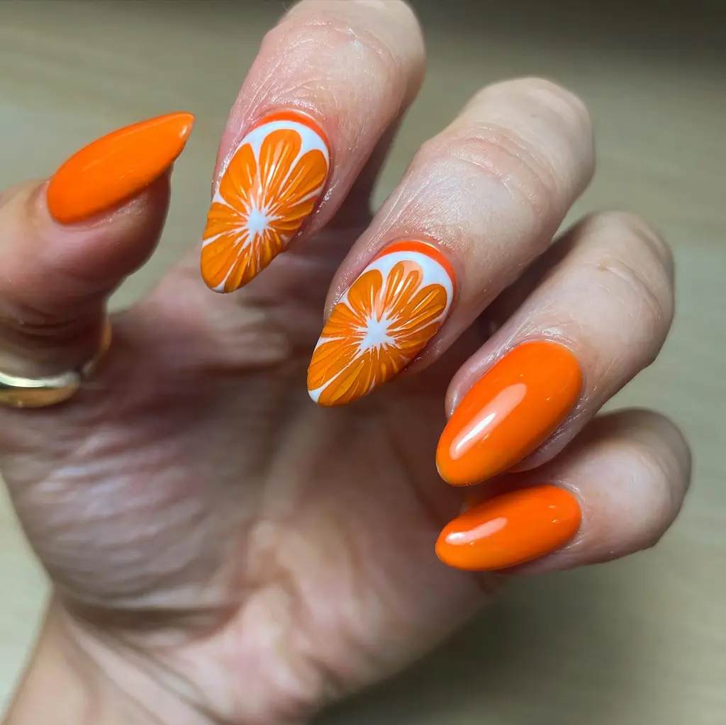 Citrus Slice Orange Nails