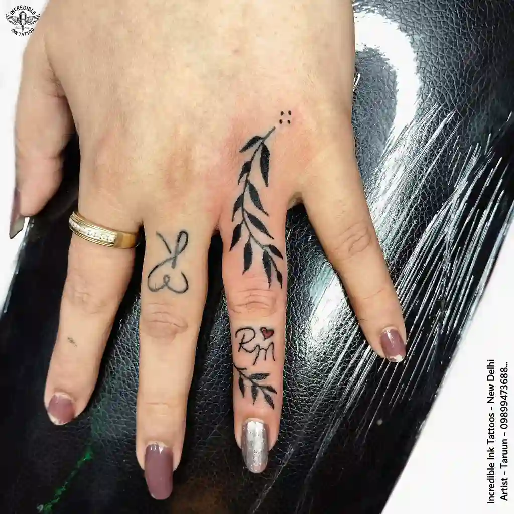 Initial Finger Tattoos for Women