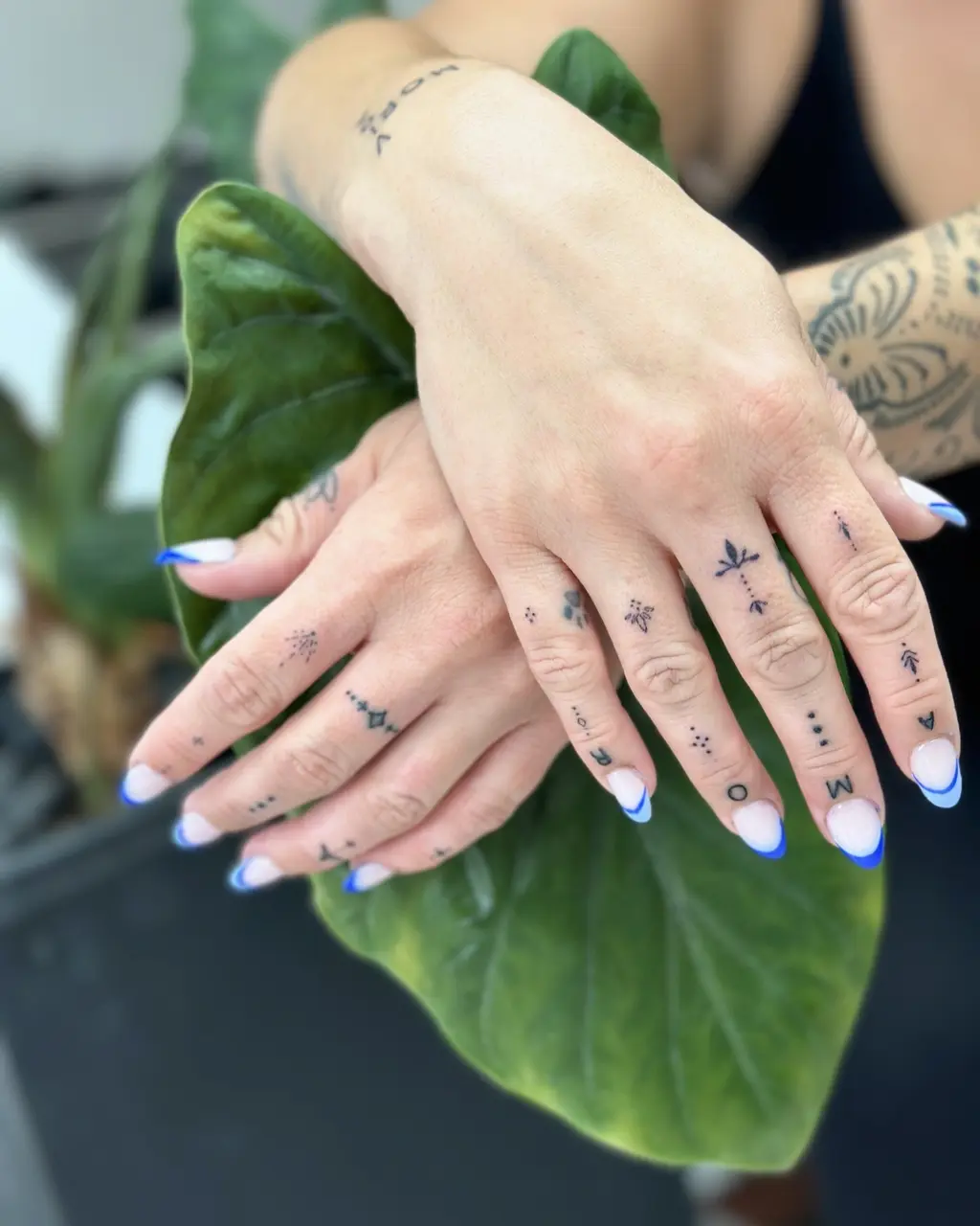 Mixed Symbol Finger Tattoos for Women
