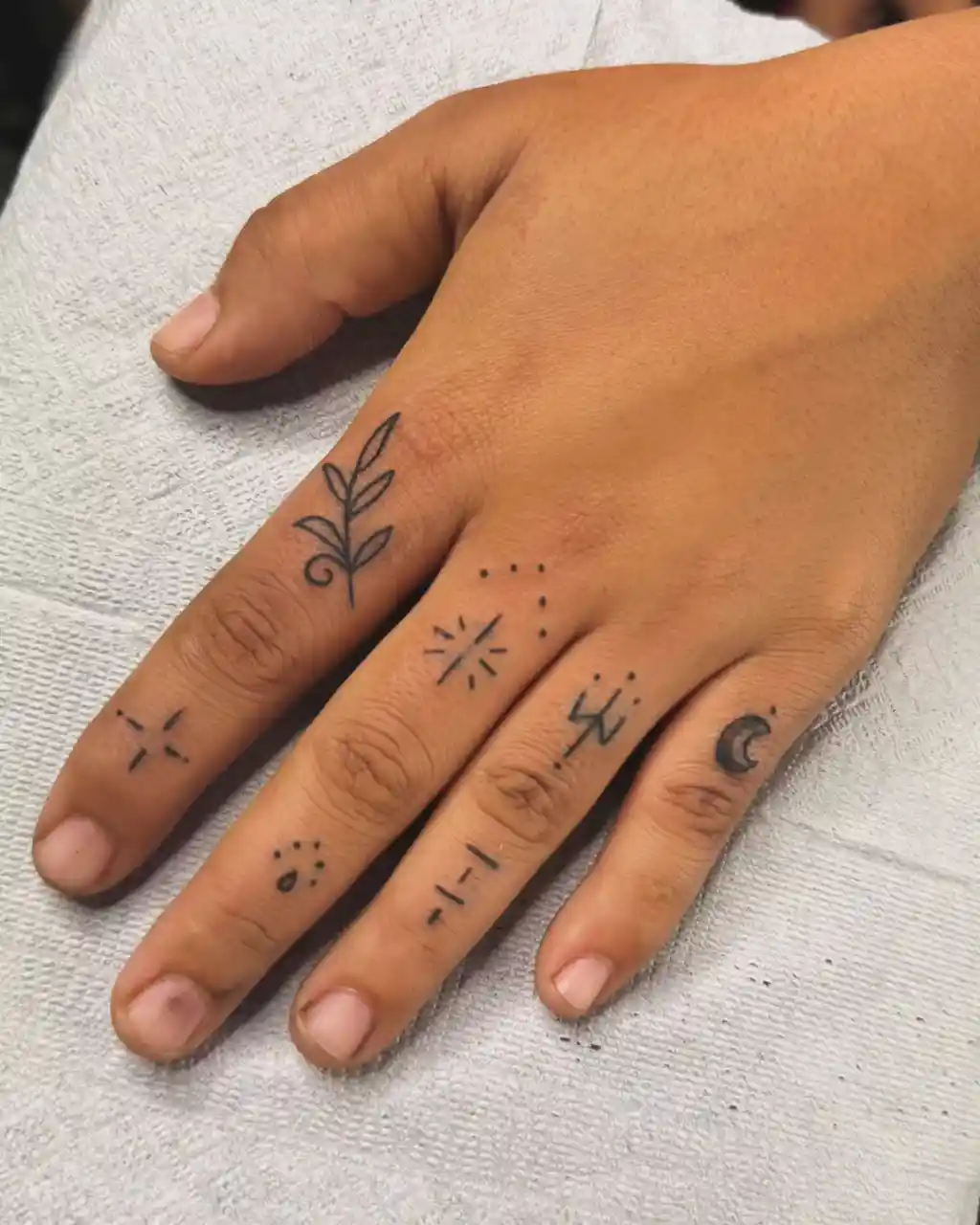 Mixed Symbol Finger Tattoos for Women