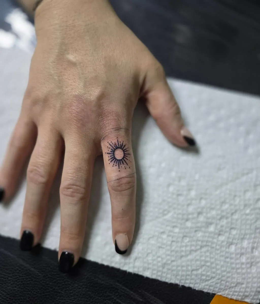 Sun Finger Tattoos for Women