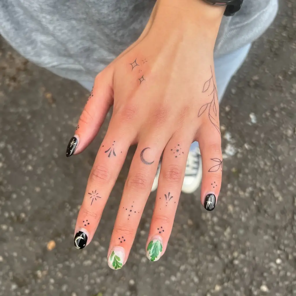 Finger Tattoos for Women with Celestial & Botanical Vibes