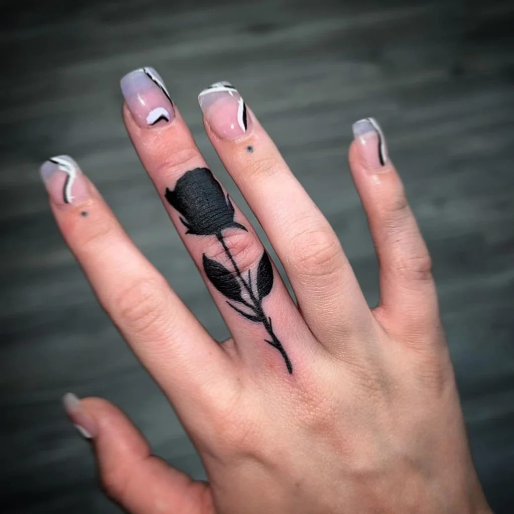 Rose Finger Tattoos for Women