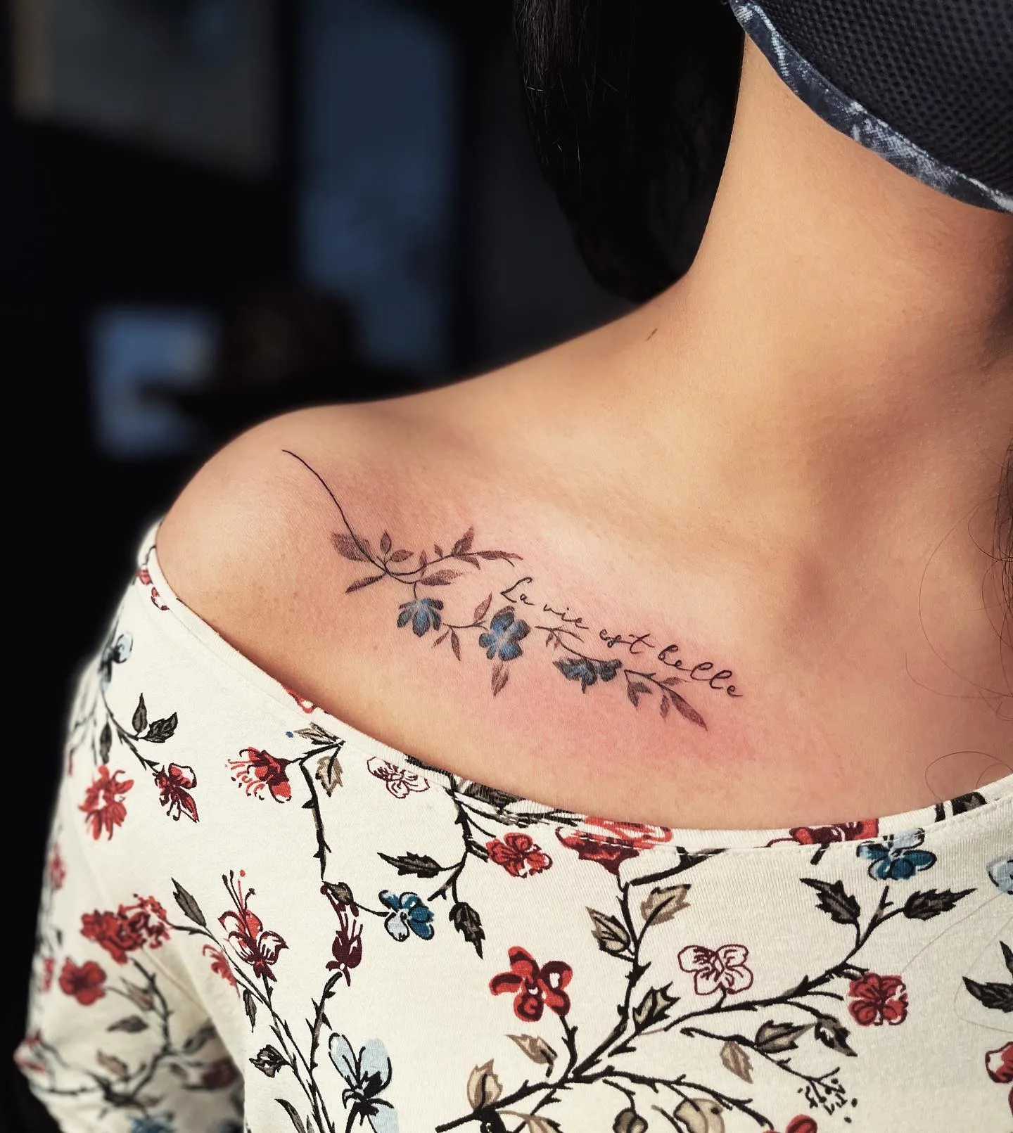 Floral Quote Tattoo for Women